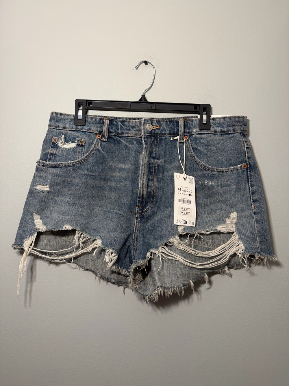 Zara Distressed‎ Light Blue Denim Cutoff Shorts